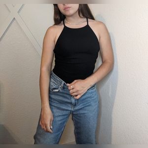 Ambiance neck laced side black cami